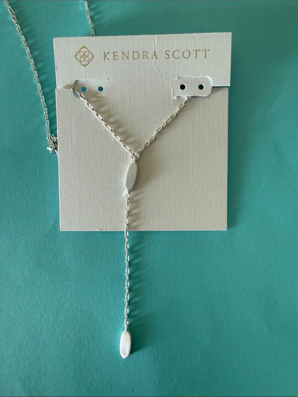 Kendra Scott Silver Y-Shape Lariat Necklace - White/Silver Accent
